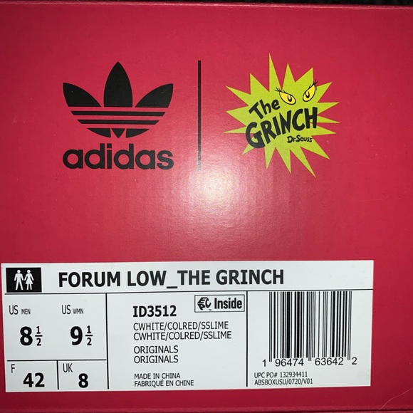 ADIDAS ORIGINALS FORUM LOW X THE GRINCH SHOES CHRISTMAS GIFT BOX BUNDLE - Picture 13 of 13